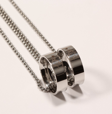 Love You Bixin Couple Pendant Versatile Sweater Pearl Chain Necklace A-1497