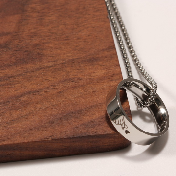 Love You Bixin Couple Pendant Versatile Sweater Pearl Chain Necklace A-1497