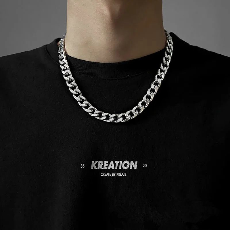 1pc Non embroidered steel NK chain men's Cuban 304 titanium steel neck chain women's hiphop DIY jewelry accessories A-1919