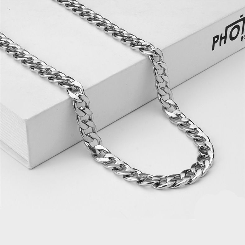 1pc Non embroidered steel NK chain men's Cuban 304 titanium steel neck chain women's hiphop DIY jewelry accessories A-1919