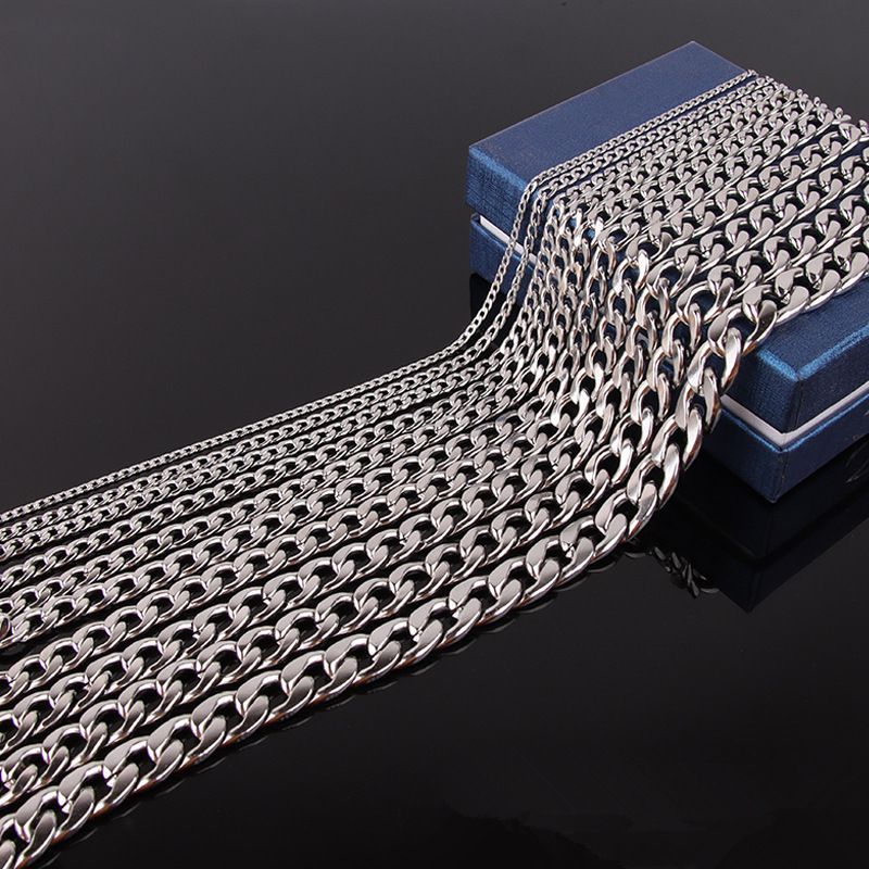 1pc Non embroidered steel NK chain men's Cuban 304 titanium steel neck chain women's hiphop DIY jewelry accessories A-1919