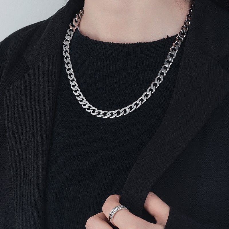 1pc Non embroidered steel NK chain men's Cuban 304 titanium steel neck chain women's hiphop DIY jewelry accessories A-1919