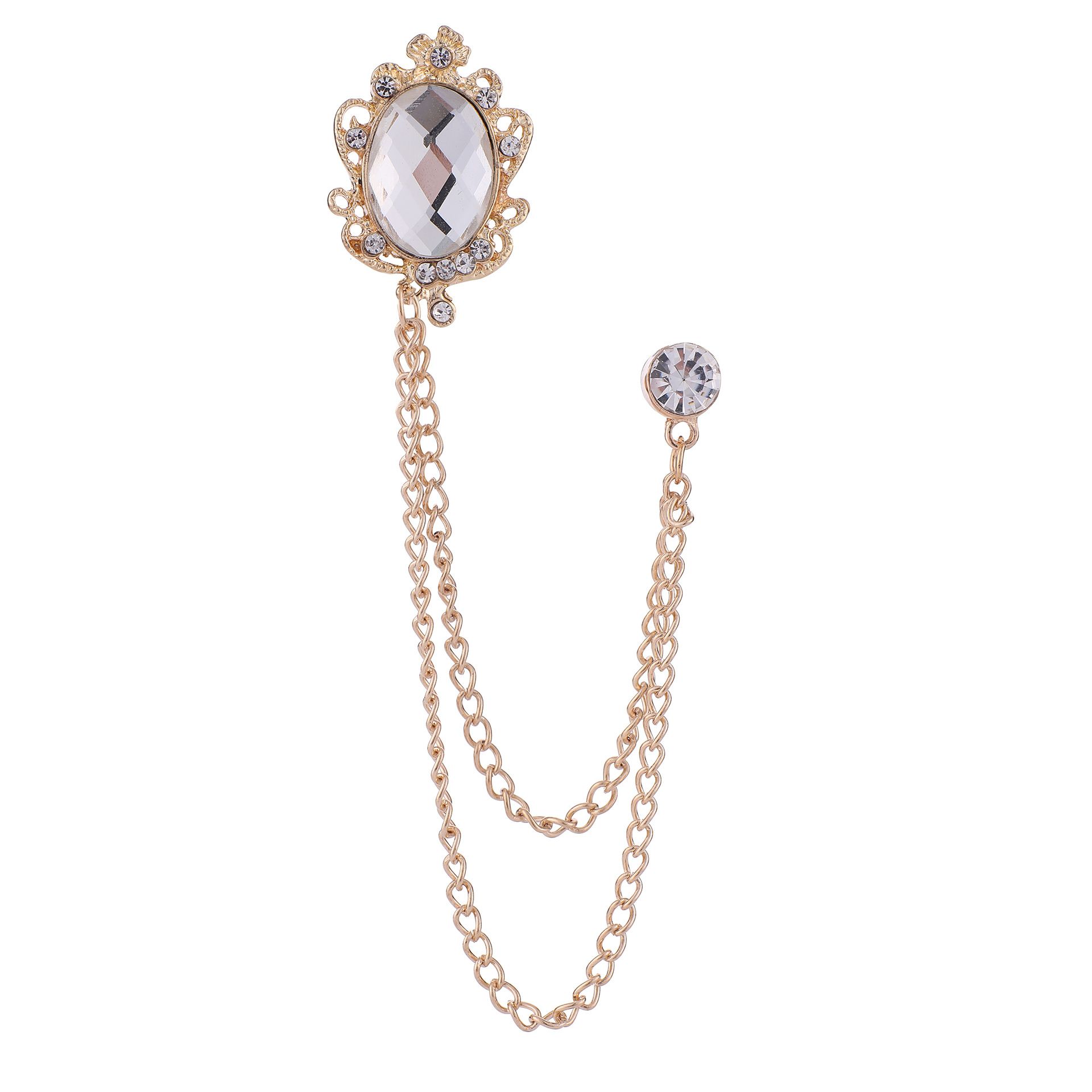 Brooches Rhinestones Crystal Lapel Pins Shirt Suit Collar Pin Fashion Jewelry for Men Women Accessories A-1542