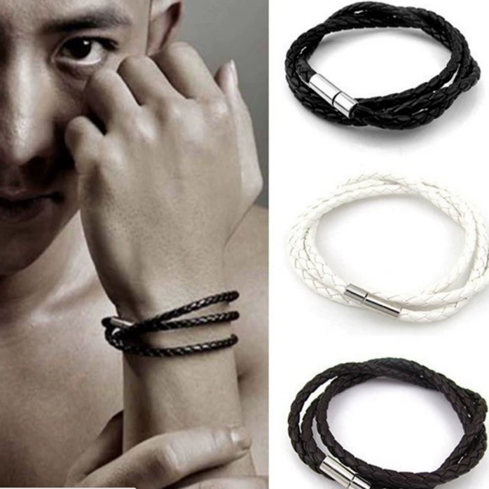 Korean Version Of Men's Multi-layer Braided Twist Bracelet Simple Leather Rope Bracelet Hand Rope Bracelet  A-1504