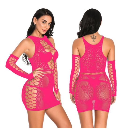 European and American sexy lingerie erotic transparent lingerie butterfly bag hip dress mid-sleeve suit short skirt FZ-267