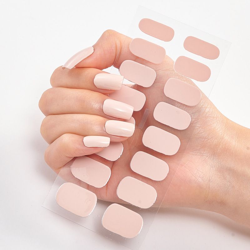 DIY 3pc Semi Cured Gel Nail Stickers Long-Lasting Solid Color Nail Strips Patch Slider UV Lamp Cured Decal Nail Manicure Patch C-426
