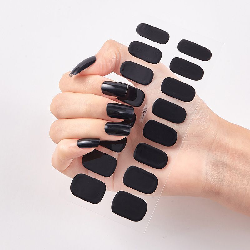 DIY 3pc Semi Cured Gel Nail Stickers Long-Lasting Solid Color Nail Strips Patch Slider UV Lamp Cured Decal Nail Manicure Patch C-426