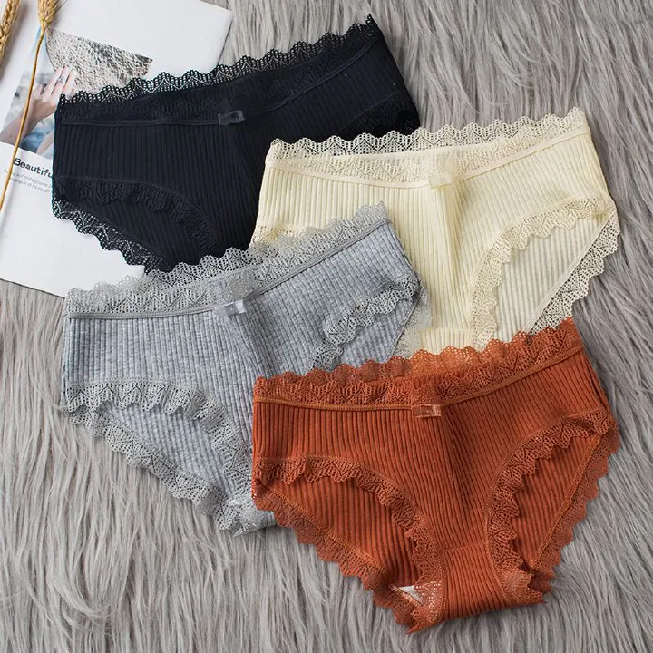 3pcs Cotton Panties Women Comfortable Underwears Sexy Middle-Waisted Underpants Female Lingerie Big Size Ladies Briefs & FZ-349