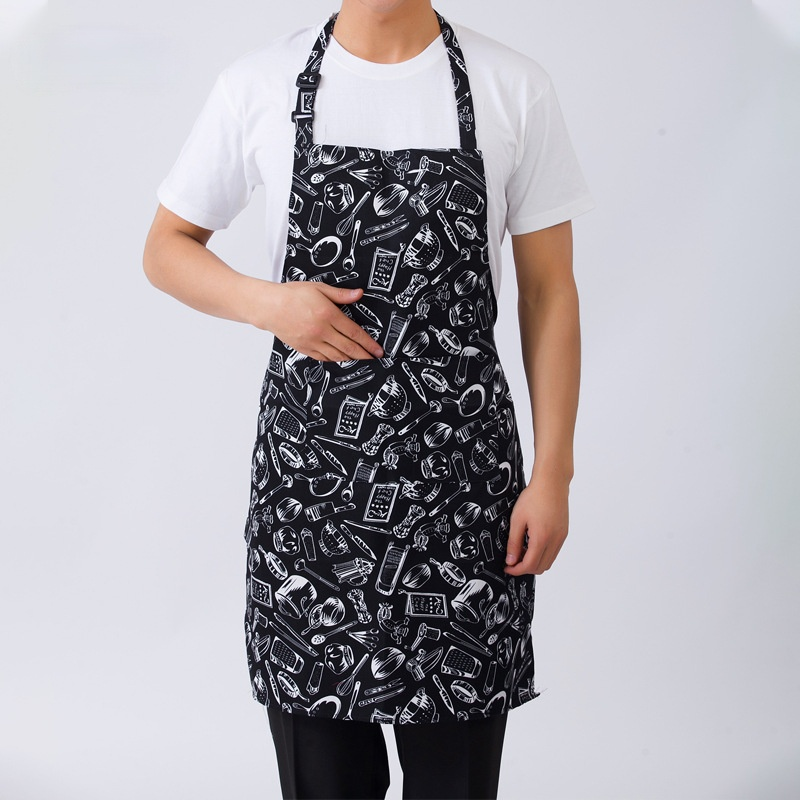 Adjustable Half-length Adult Apron Striped Hotel Restaurant Chef Waiter Apron Kitchen Cook Apron With 2 Pockets