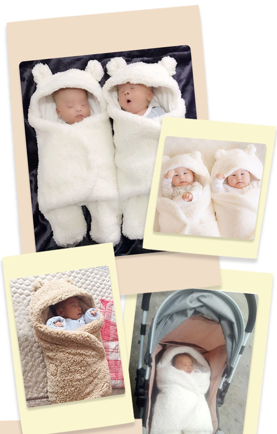 Newborn Baby Blanket Swaddle Wrap Thick Warm Winter Blanket Cute Bear Design Lamb Wool Soft Cotton Newborn Stroller Sleep Sack