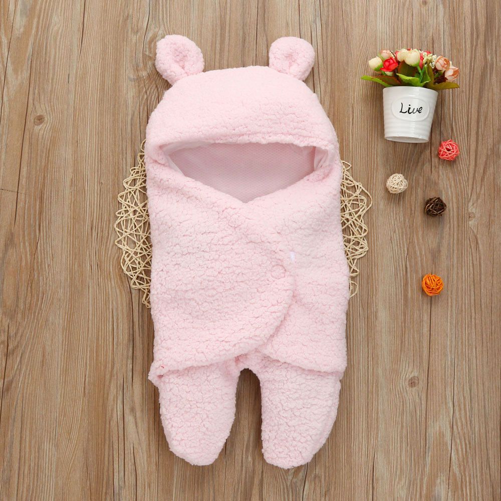 Newborn Baby Blanket Swaddle Wrap Thick Warm Winter Blanket Cute Bear Design Lamb Wool Soft Cotton Newborn Stroller Sleep Sack