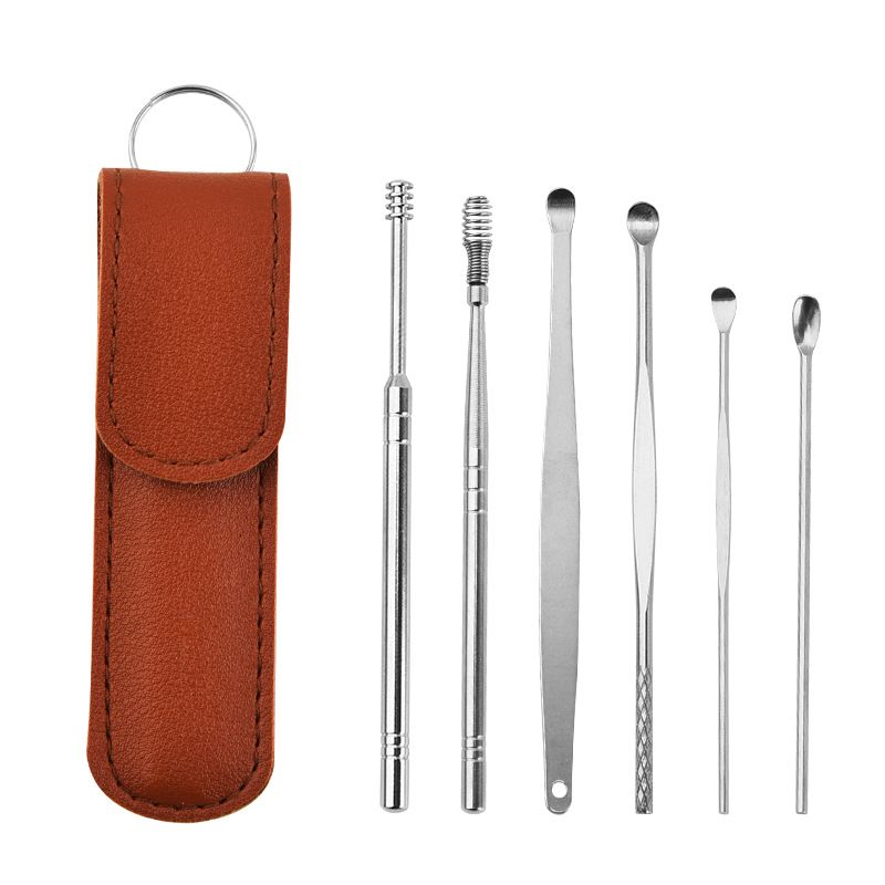 6pcs Ear Cleaner Tool Earpick Sticks Earwax Remover Curette Ear Pick Cleaning Ear Cleanser Spoon Health Care Earpick E-1037