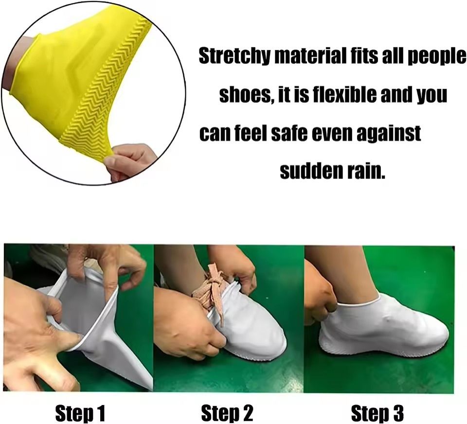 Waterproof Shoe Cover Silicone Material Unisex Shoes Protectors Rain Boots for Indoor Outdoor Rainy Days E-733