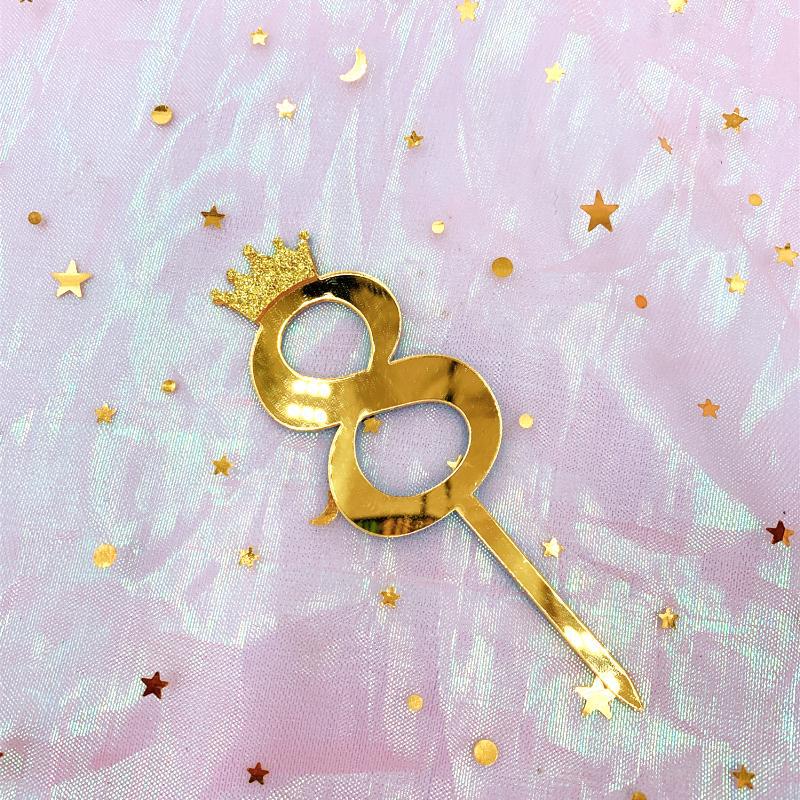 Number 0-9 Cake Decoration Card Plug-in Golden Acrylic Crown Digital Cake Card Digital Cake Decoration E-652