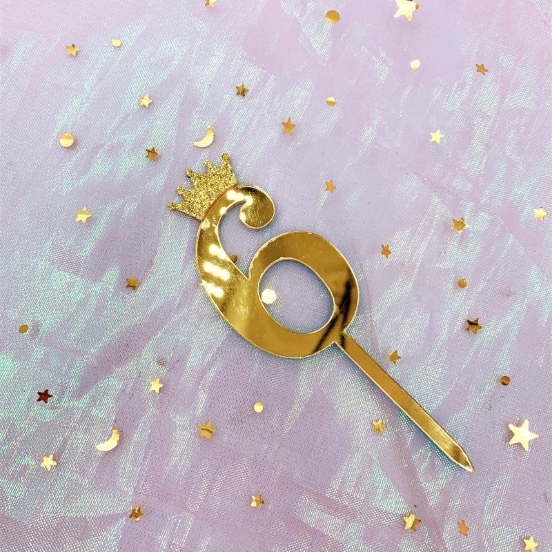 Number 0-9 Cake Decoration Card Plug-in Golden Acrylic Crown Digital Cake Card Digital Cake Decoration E-652