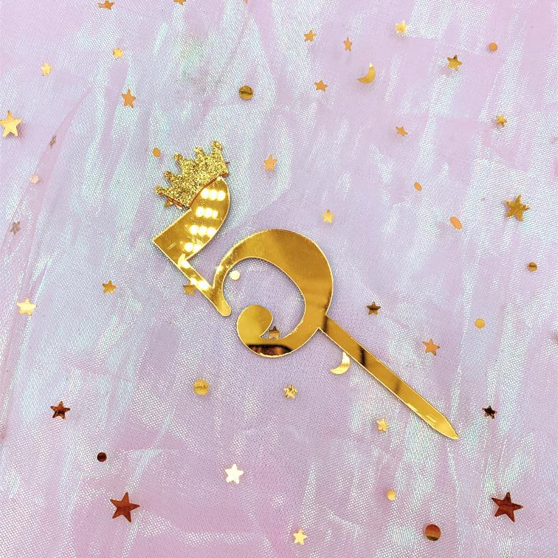 Number 0-9 Cake Decoration Card Plug-in Golden Acrylic Crown Digital Cake Card Digital Cake Decoration E-652