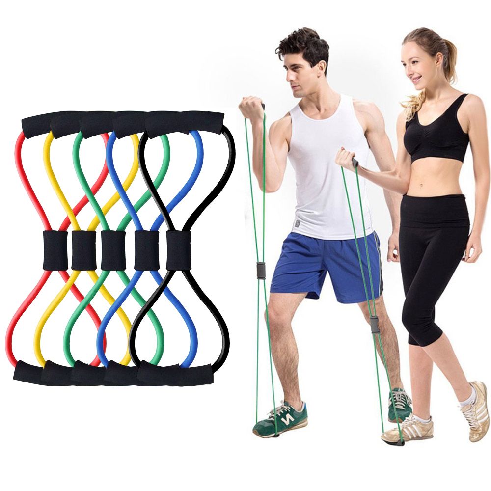 2020 Hot Yoga Gum Fitness Resistance 8 Word Chest Expander Rope Workout Muscle Fitness Rubber Elastic Bands for Sports Exercise T-91-5