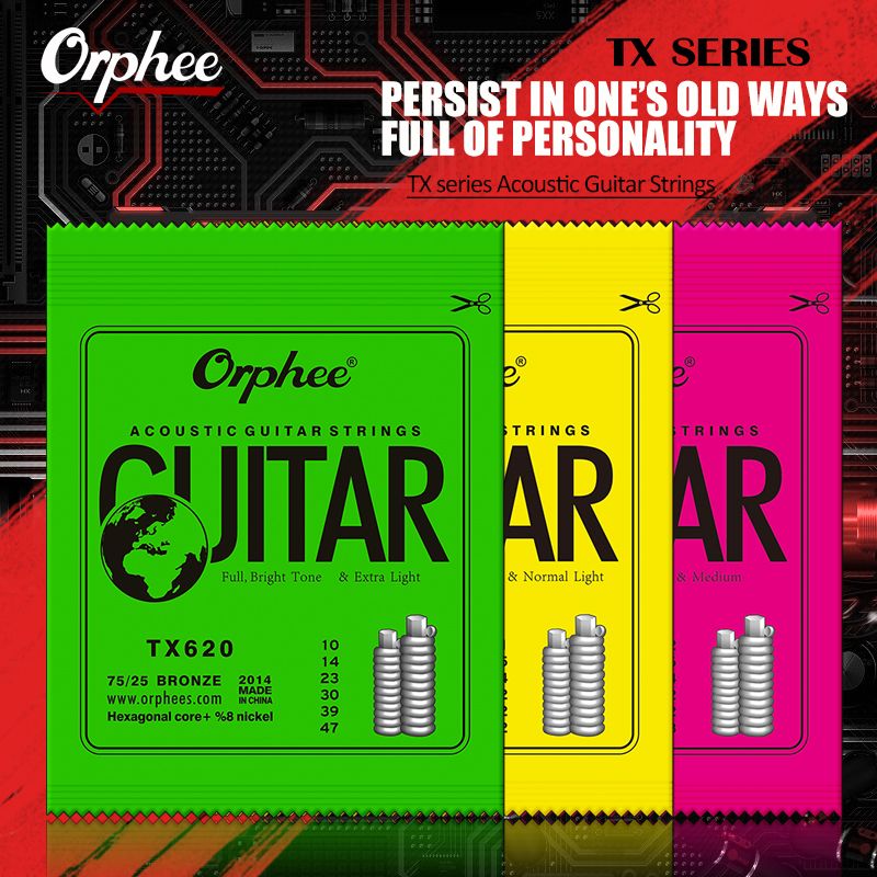 Orphee 6pcs/set TX Series Acoustic Guitar Brass Metal String Guitar Parts Accessories E-1251