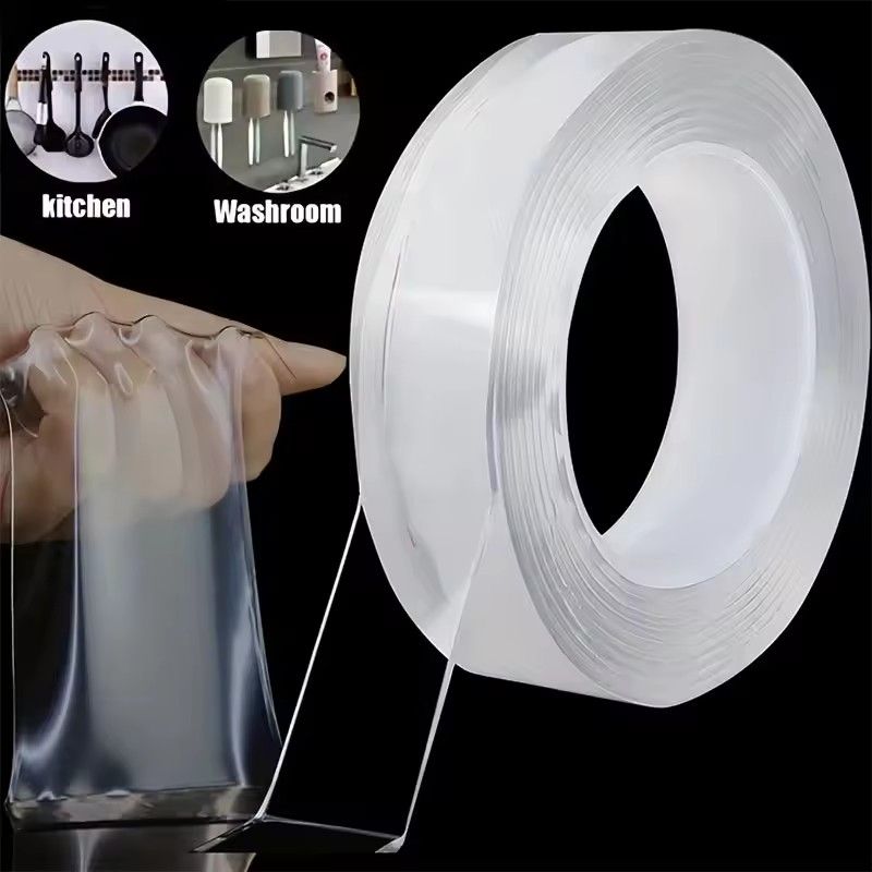 Transparent Magic Nano Tape Washable Reusable Double Sided Tape Adhesive Nano-No Trace Paste Silicone Rubber Glue &