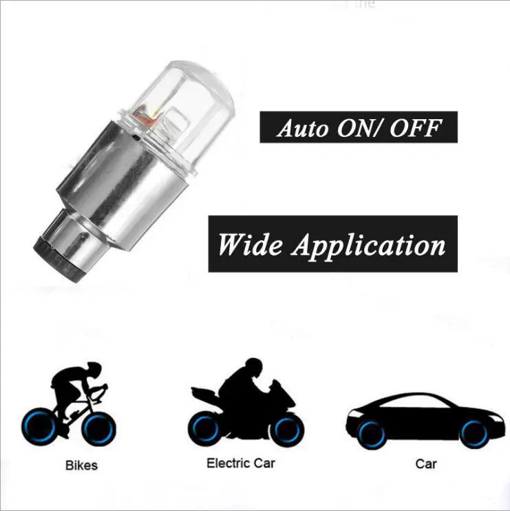 2pcs Car Bikes Motorcycle LED Tire Spoke Interior Valve Cap Light with Motion Sensor Wheel Hub Lamp for Night Driving Decoration  E-589-1