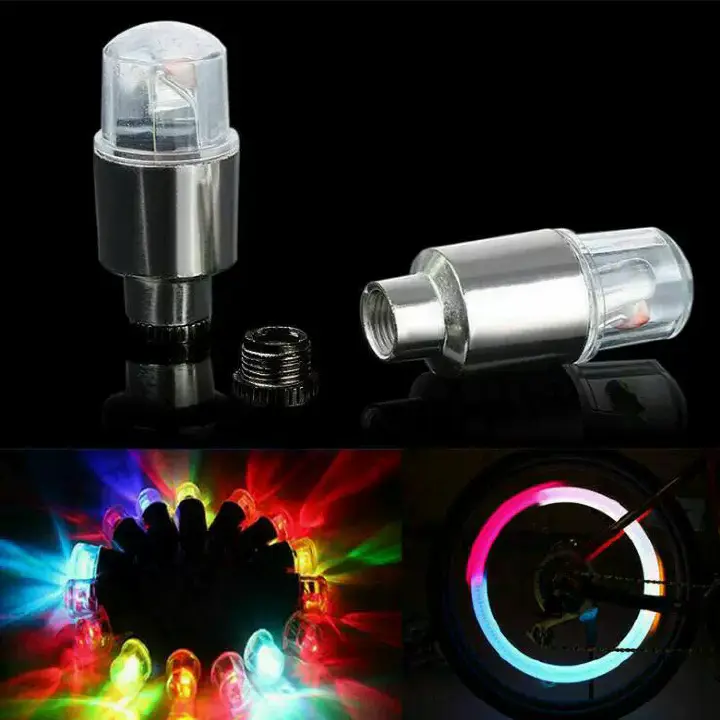 2pcs Car Bikes Motorcycle LED Tire Spoke Interior Valve Cap Light with Motion Sensor Wheel Hub Lamp for Night Driving Decoration  E-589-1