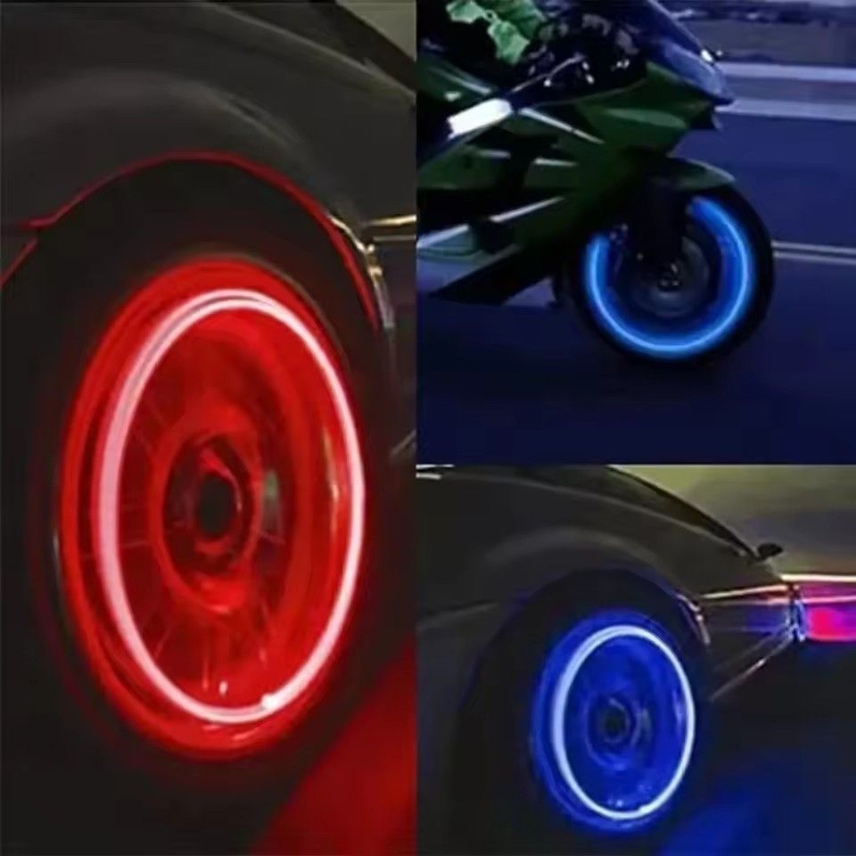 2pcs Car Bikes Motorcycle LED Tire Spoke Interior Valve Cap Light with Motion Sensor Wheel Hub Lamp for Night Driving Decoration  E-589-1