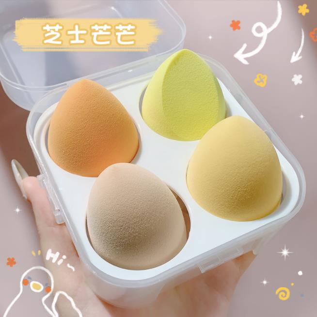 4pcs Beauty Blender Cosmetic Puff Makeup Sponge with Storage Box Foundation Sponge Women Make Up Accessories