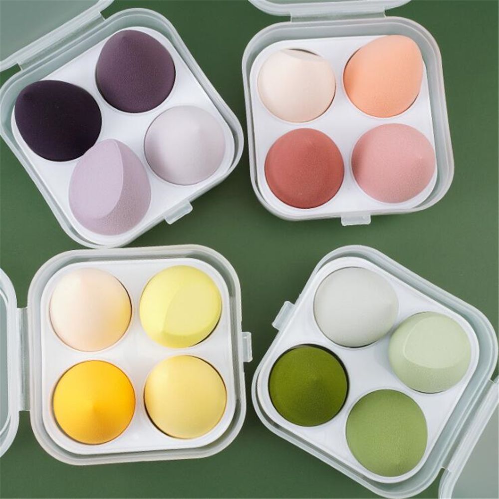 4pcs Beauty Blender Cosmetic Puff Makeup Sponge with Storage Box Foundation Sponge Women Make Up Accessories