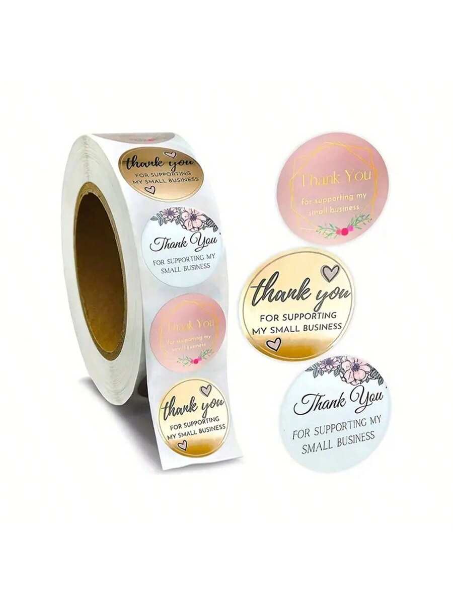 2.5 Cm 500pcs/roll Thank You For My Small Business Stickers Paper Thank You Label Sticker Rainbow Silver Roll Adhesive
