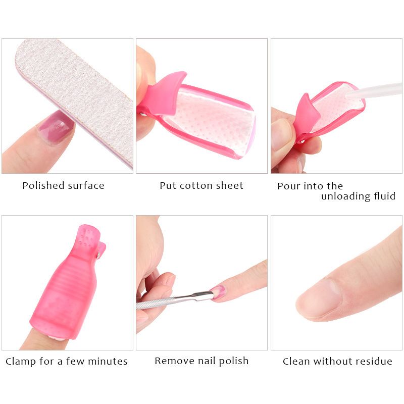 10PCS Plastic Nail Art Soak Off Cap Clip UV Gel Polish Remover Wrap Tool Nail Art Tips for Fingers Nail Polish Remover Nail Tool E-1096