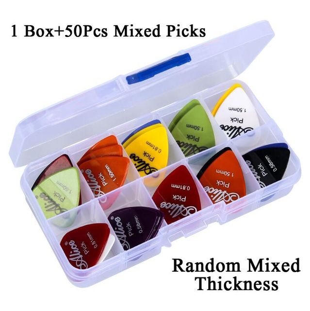 50Pcs/Set Electric Guitar Pick Acoustic Music Picks Plectrum 0.58/0.71/0.81/0.96/1.20/1.50mm Thickness Guitar Accessories GYH E-554