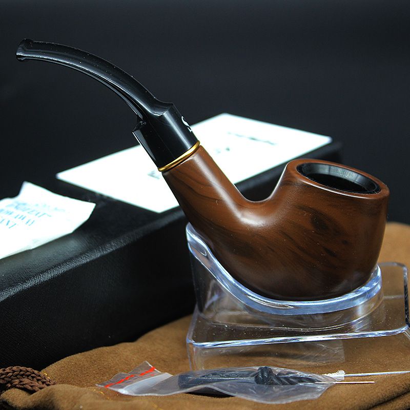 Small and medium bakelite pipe Exquisite gift tobacco pipe Classic wood grain resin pipe E-1182