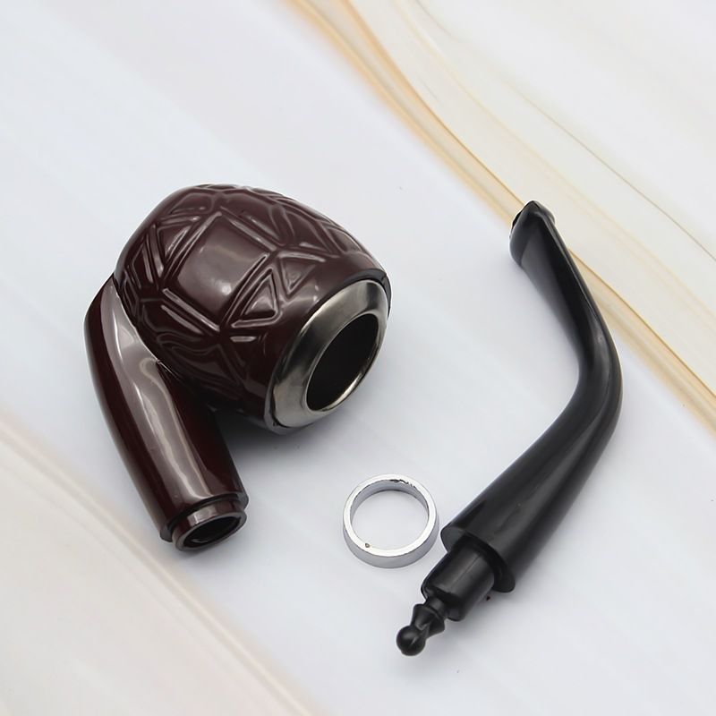 Resin Flat-bottomed Tobacco Pipe For Export Gift-style Iron Pot Cigarette Bucket Lighter Smoking Set E-825