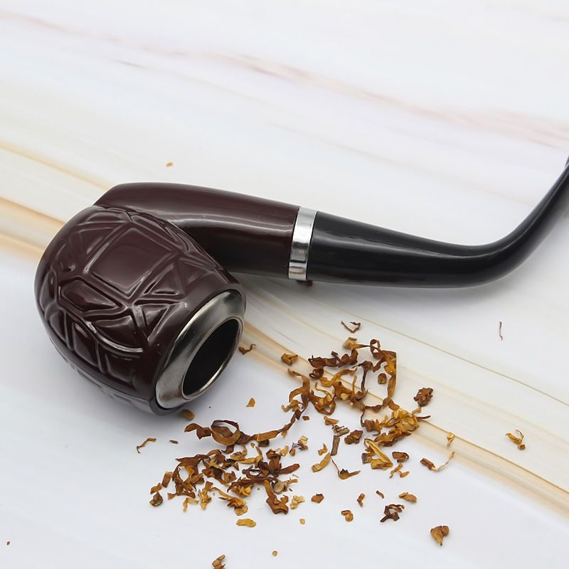 Resin Flat-bottomed Tobacco Pipe For Export Gift-style Iron Pot Cigarette Bucket Lighter Smoking Set E-825