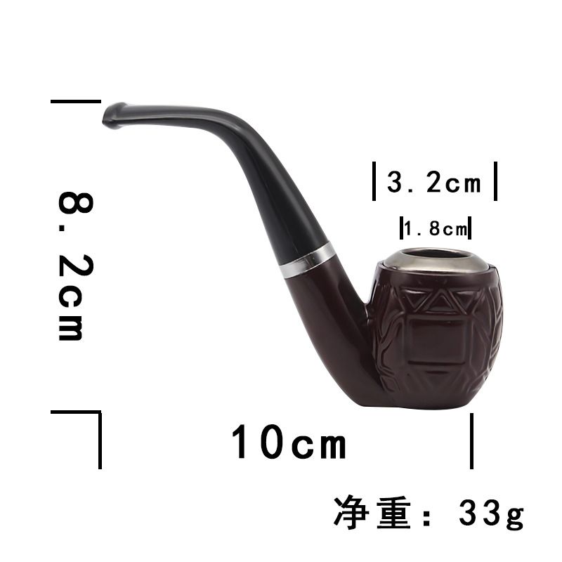Resin Flat-bottomed Tobacco Pipe For Export Gift-style Iron Pot Cigarette Bucket Lighter Smoking Set E-825
