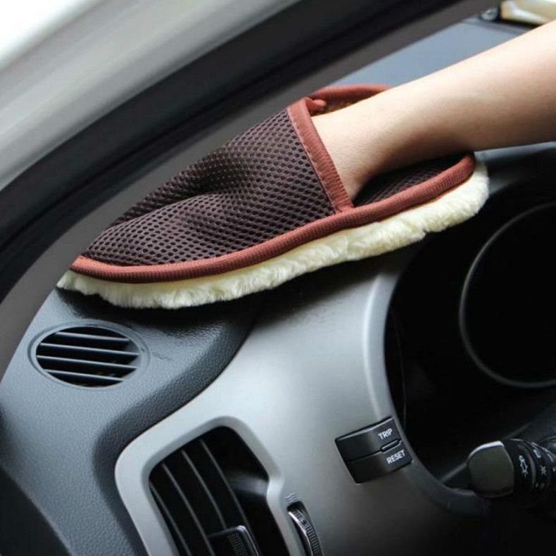 Fleece Car Cleaning Gloves Car Washing Gloves Household One-sided Cleaning Car Beauty Waxing Tools E-981