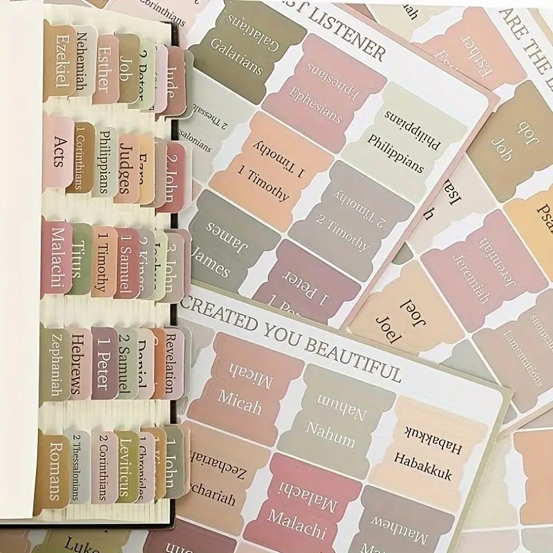5 Pieces 75pcs Bible Index Label Stickers Large Label Cross Design Faith Classification Adhesive Stickers C-528