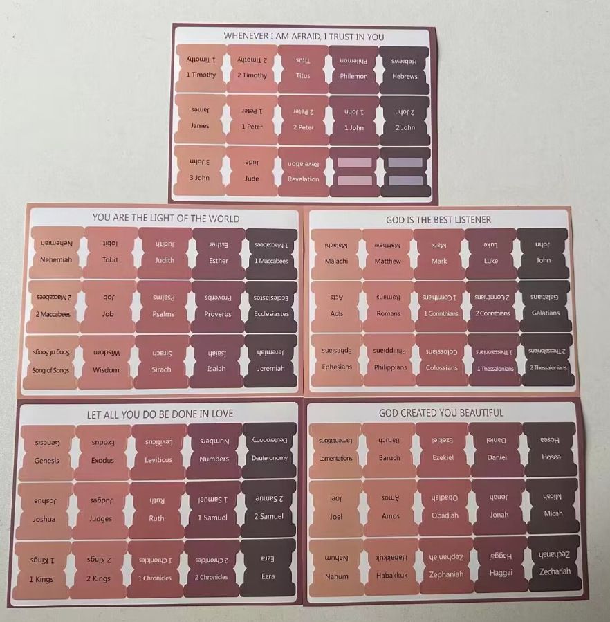 5 Pieces 75pcs Bible Index Label Stickers Large Label Cross Design Faith Classification Adhesive Stickers C-528