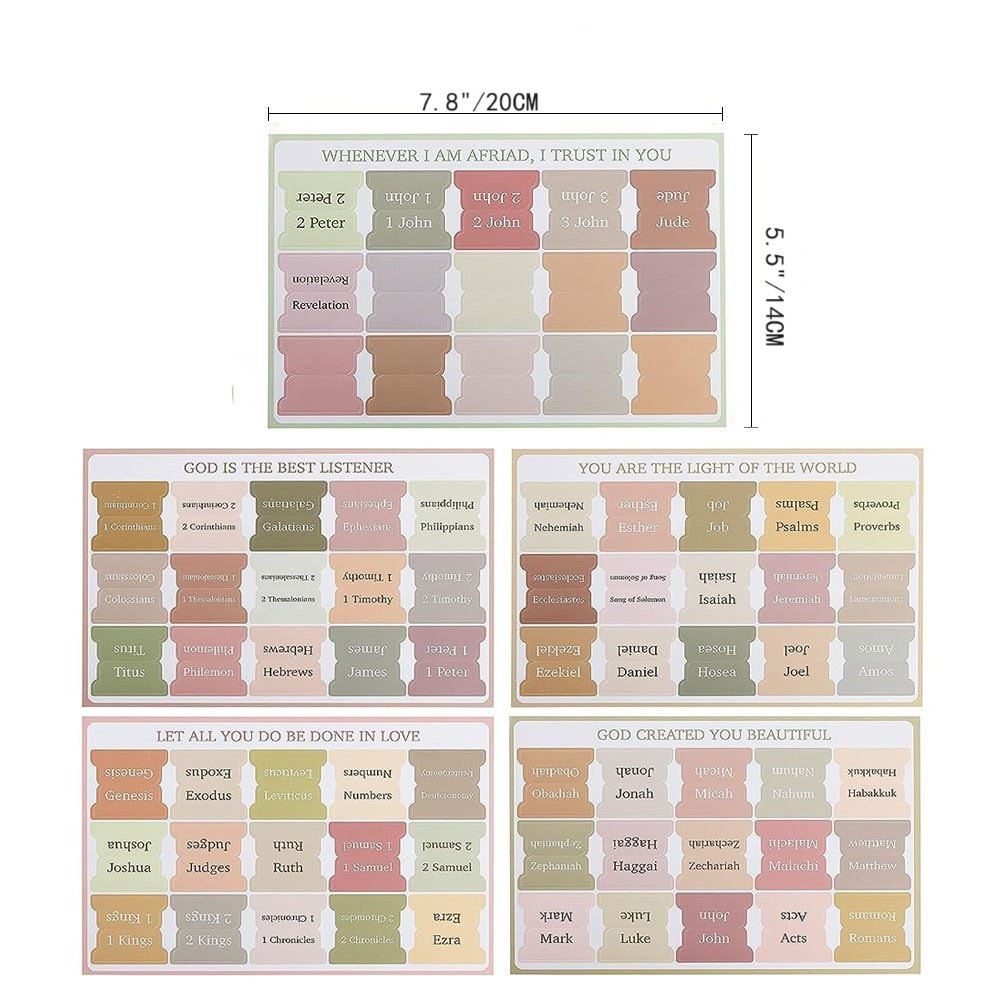 5 Pieces 75pcs Bible Index Label Stickers Large Label Cross Design Faith Classification Adhesive Stickers C-528