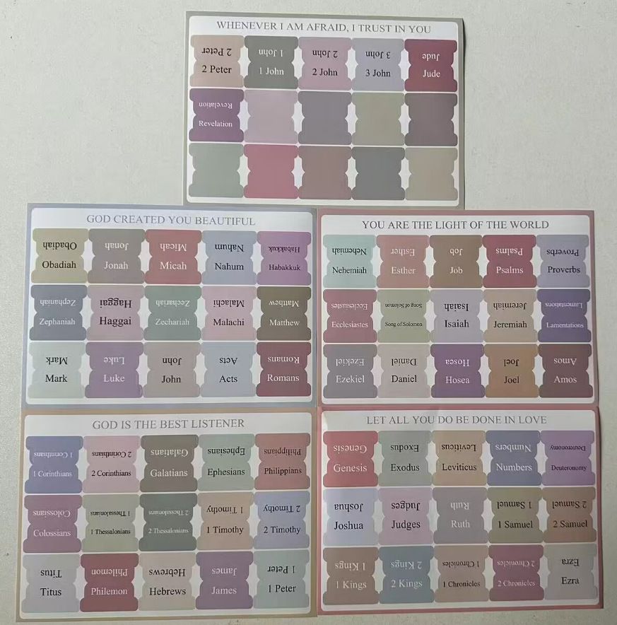 5 Pieces 75pcs Bible Index Label Stickers Large Label Cross Design Faith Classification Adhesive Stickers C-528