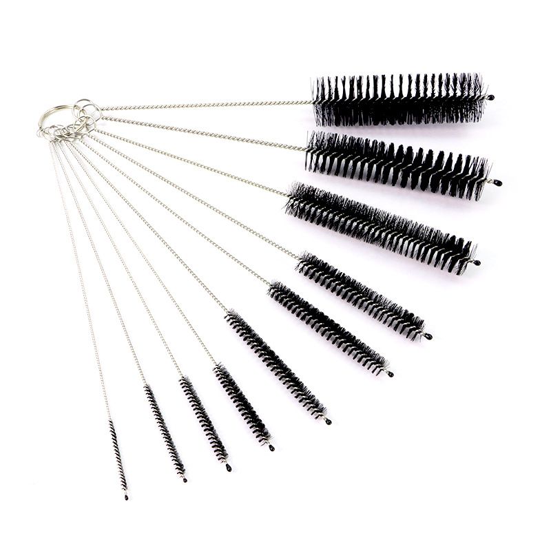 10Pcs Set Stainless Soft Hair Suction Glass Tube Cleaner Brushes Nylon Bottle Fish Tank Pipe Brush Household  cleaning tools E-1298