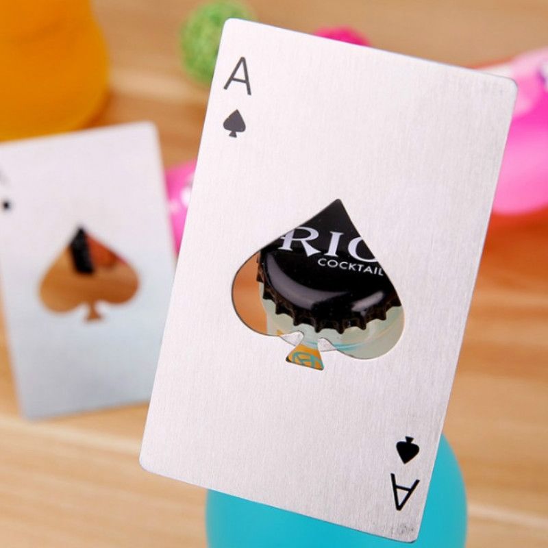 Spades A Credit Card Type Bottle Opener Creative Poker-shaped Stainless Steel Household Tool Bottle Opener Beer Opener  E-864