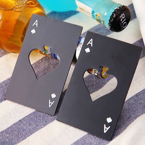 Spades A Credit Card Type Bottle Opener Creative Poker-shaped Stainless Steel Household Tool Bottle Opener Beer Opener  E-864