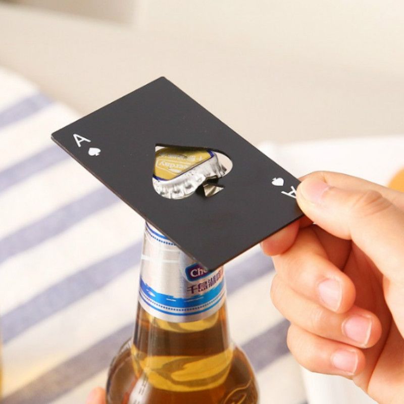 Spades A Credit Card Type Bottle Opener Creative Poker-shaped Stainless Steel Household Tool Bottle Opener Beer Opener  E-864