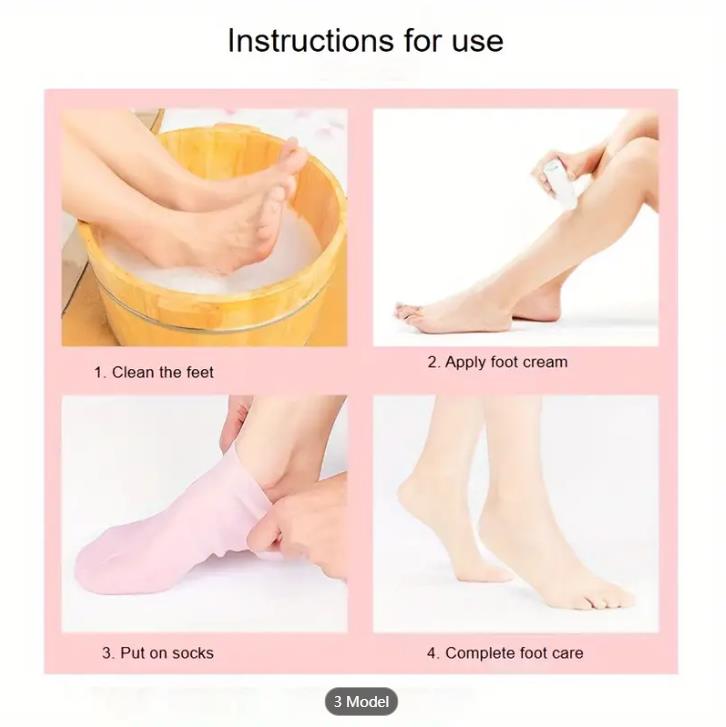 Silicone Socks For Women, Moisturizing Foot Socks, Soft Gel Socks, Women Spa Pedicure Socks For Dry Feet, Cracked Heel And Softe FZ-353-1
