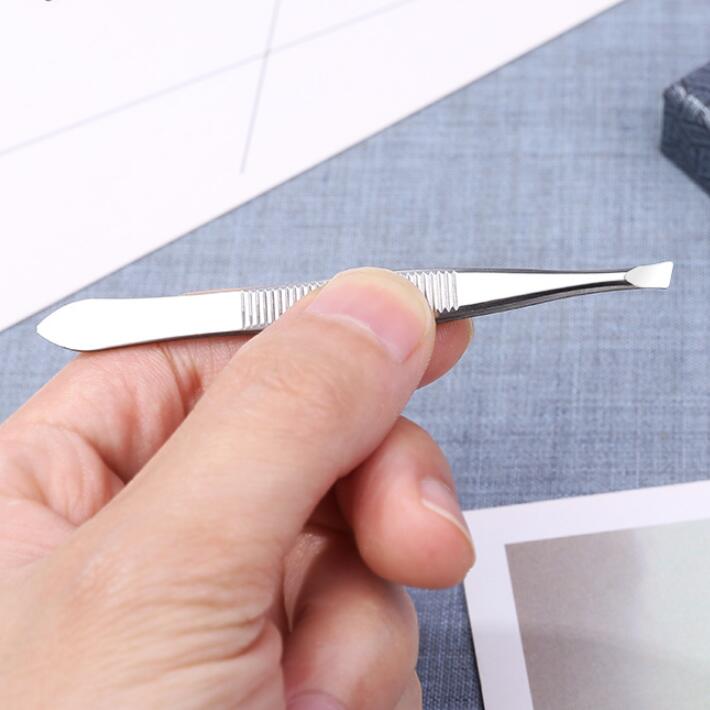 2pcs Eyebrow Hair Tweezers Professional Eyebrow Hair Removal Tweezer Flat Tip Tool Stainless Steel Convenient Small No Rust B2-710