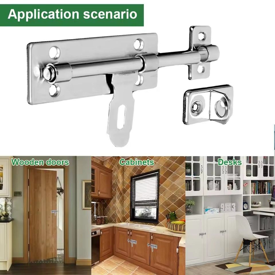 4 Inch Hardware Door Lock Stainless Steel Barrel Bolt Latch Padlock Clasp Set Brushed For Locking Door Window Drawer Cupboard