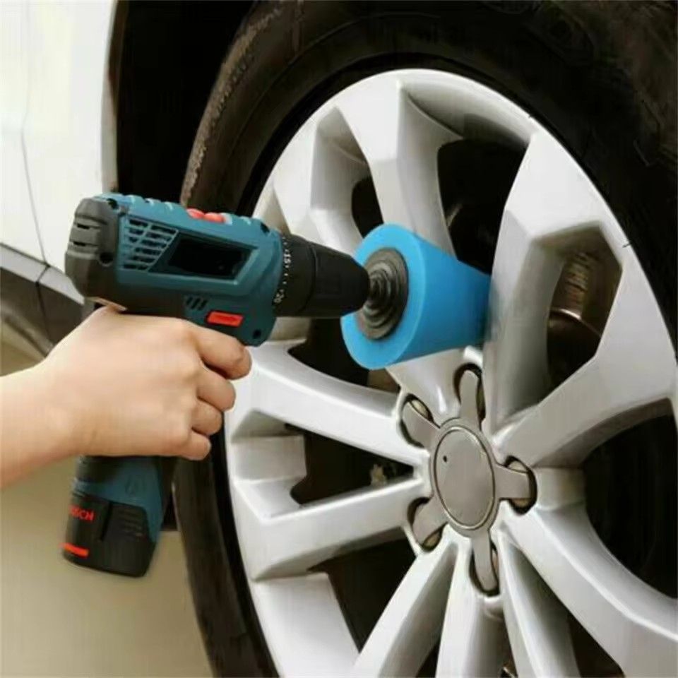 Car Tyres Foam Polishing Sponge Buffing Pad Car Polisher Tires Wheel Hub Polishing Tool Machine cone-shape Wheel