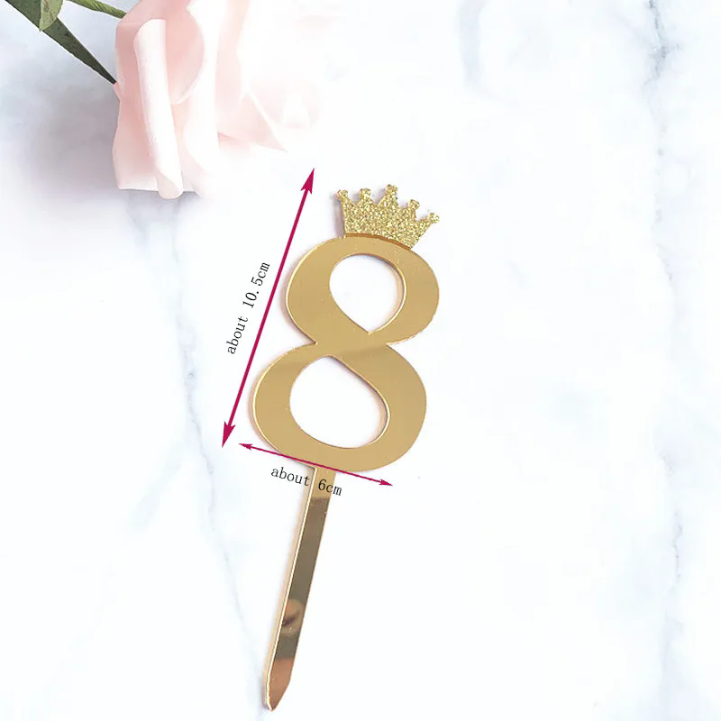 Number 0-9 Cake Decoration Card Plug-in Golden Acrylic Crown Digital Cake Card Digital Cake Decoration E-652