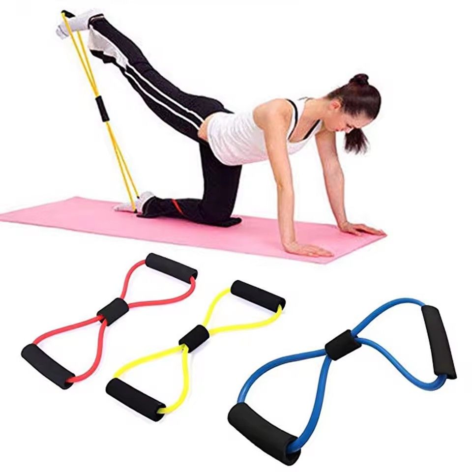 2020 Hot Yoga Gum Fitness Resistance 8 Word Chest Expander Rope Workout Muscle Fitness Rubber Elastic Bands for Sports Exercise T-91-5